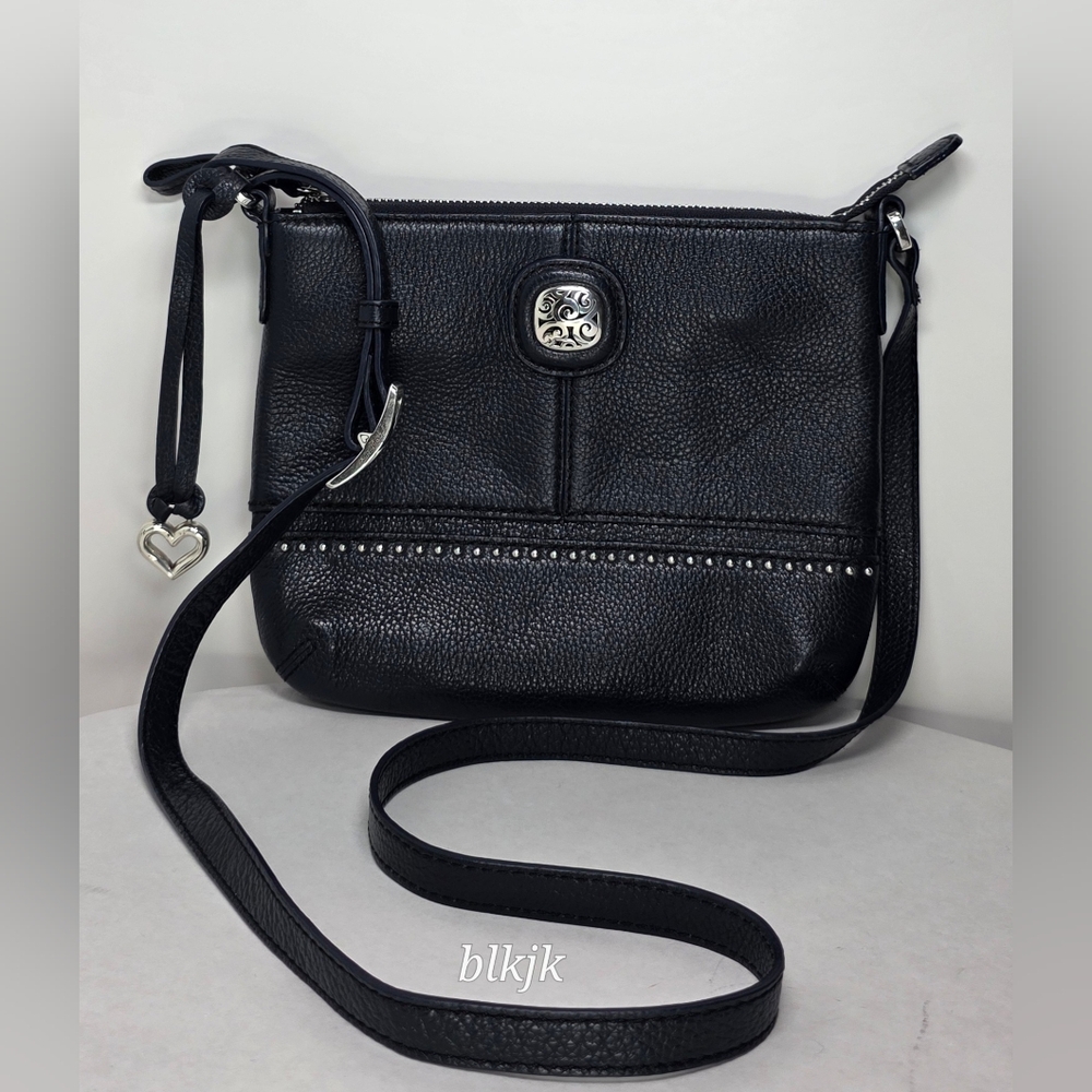 Brighton Demi Mini Messenger Pebbled Leather Crossbody *Navy* EUC